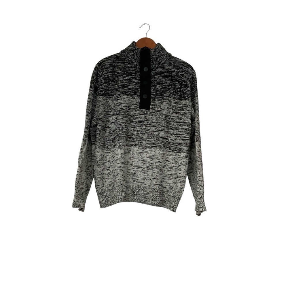 Express Mens 1/4 Zip Pullover Sz L Gray/Black Mock Neck Knit Preppy Y2K Everyday